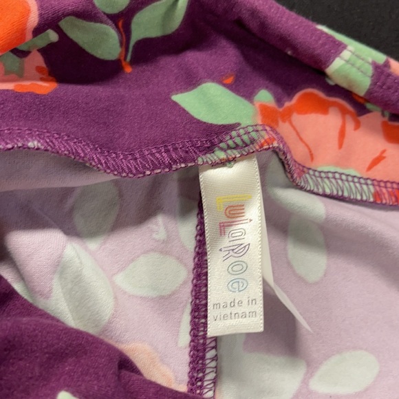 LuLaRoe New OS One Size Purple Floral Leggings NWT - Picture 3 of 6